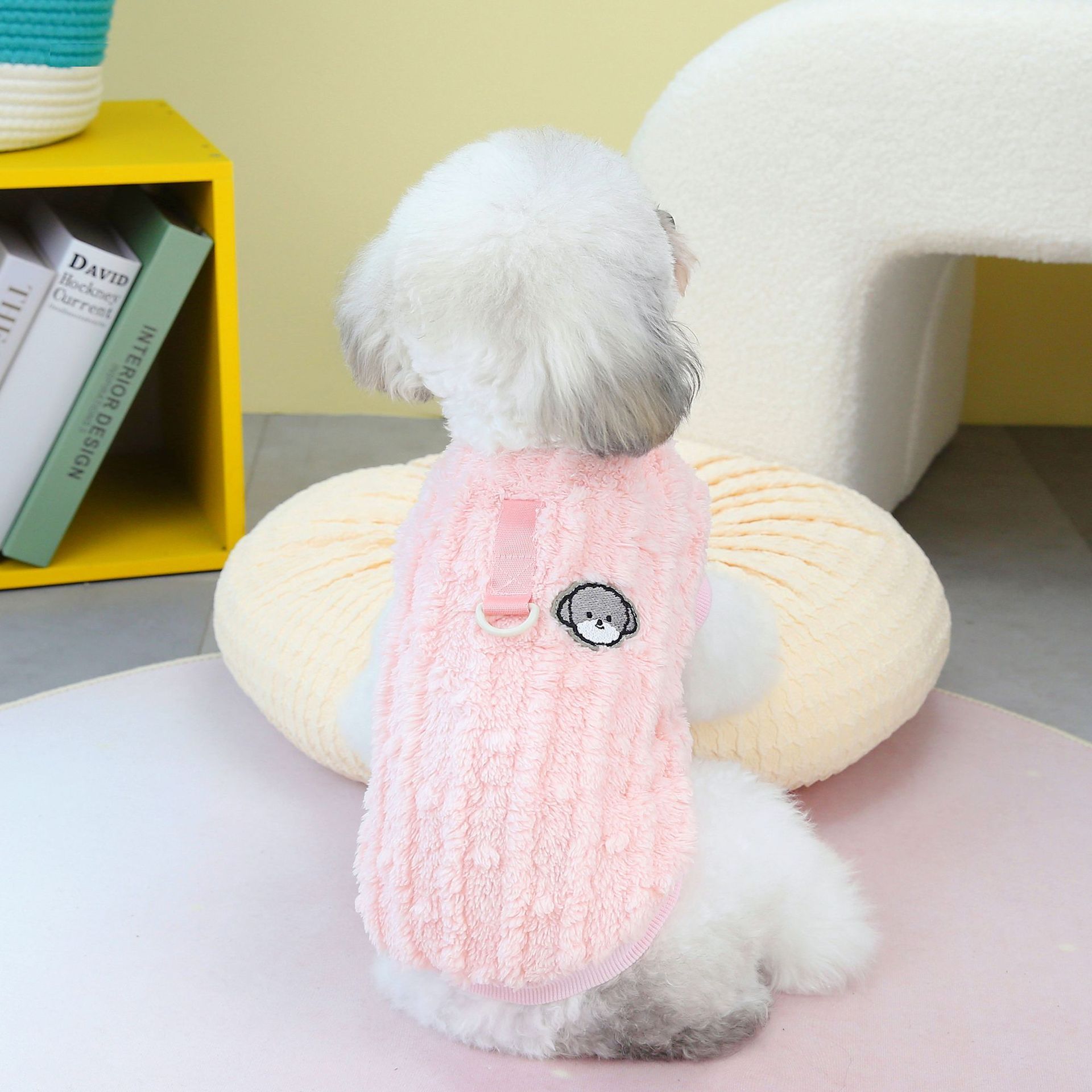 Cuddly Dog Sweater with Harness and Maltese Embroidery