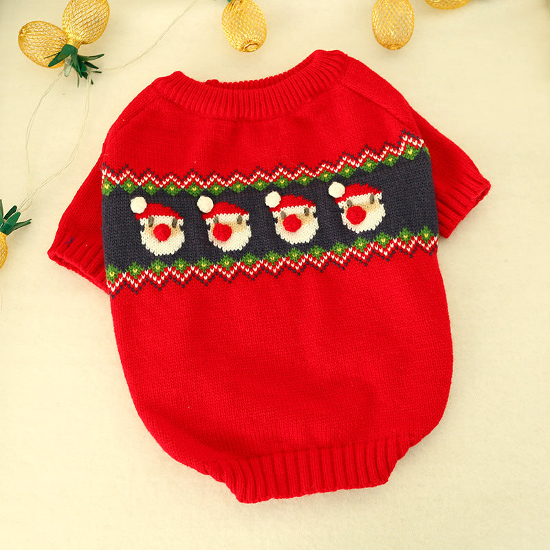 3D Santa Claus Embroidered Dog Sweater
