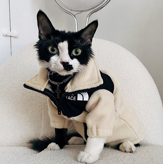"The CAT Face" Cat Fleece Sweatshirt - Sporty and Warm with Zip