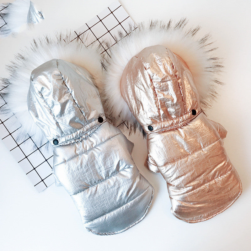 "Snow" Faux Fur Hooded Dog Down Jacket - Winter Protection and Style