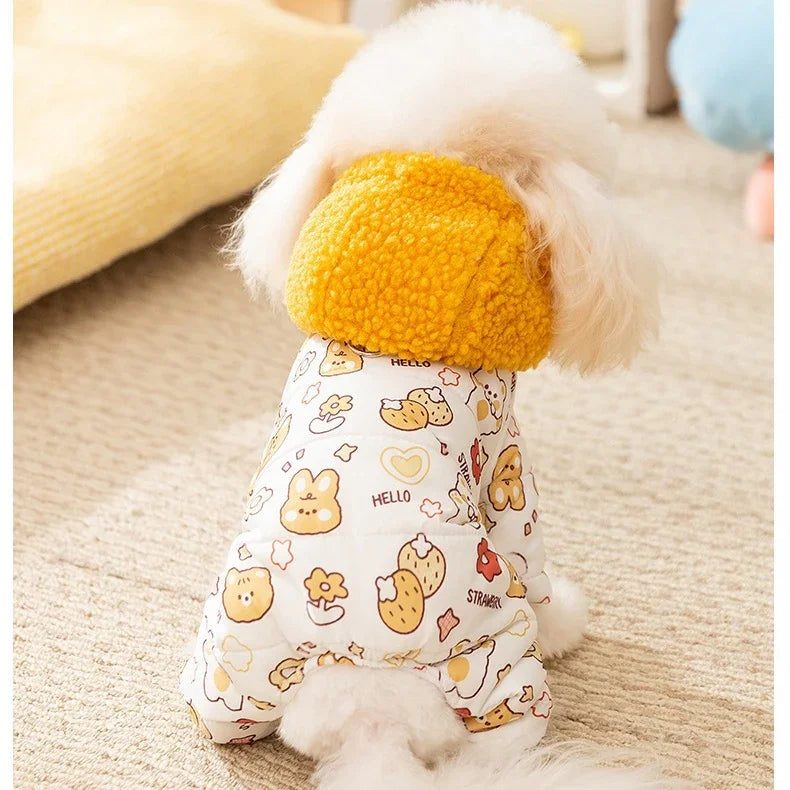 Strawberry rock för hundar 4 tassar - vadderad fleece med huva