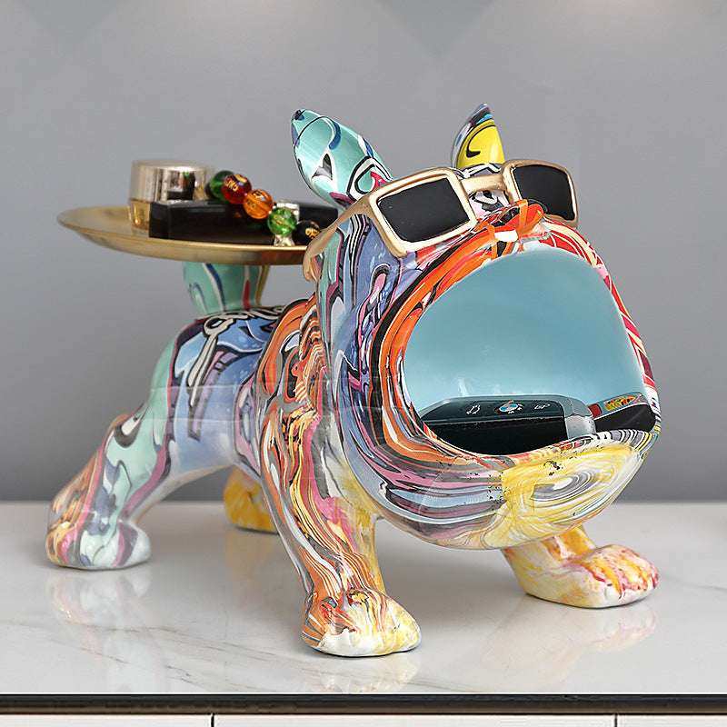 Portagioie Bulldog Bianco con Bocca Aperta – Design Moderno 29cm