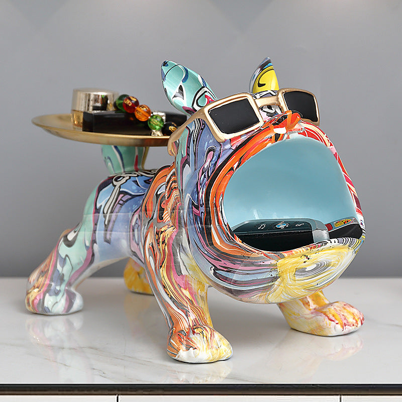 Portagioie Bulldog Bianco con Bocca Aperta – Design Moderno 29cm