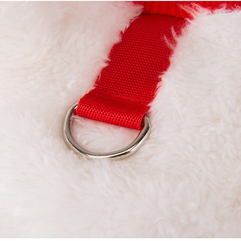 Small Dog Fleece Sweater White Red Sweet Face