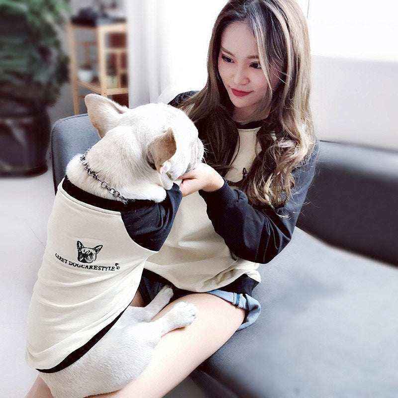 Maglia Coordinata Cane e Padrone "Geret" – Bianca con Maniche Colorate