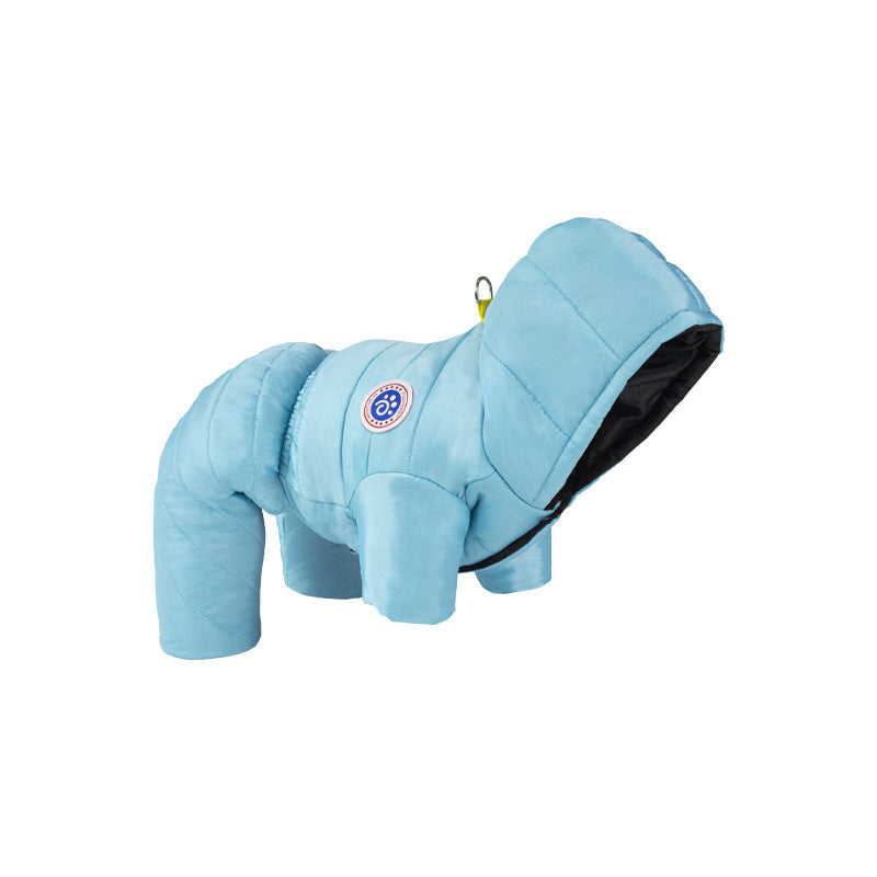 "Chamonix" Dog Down Jacket with Hood and Harness Ring - Full Protection 