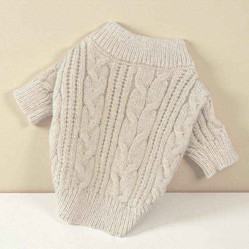 犬猫用ケーブル編みセーター - 暖かくて柔らかい冬用