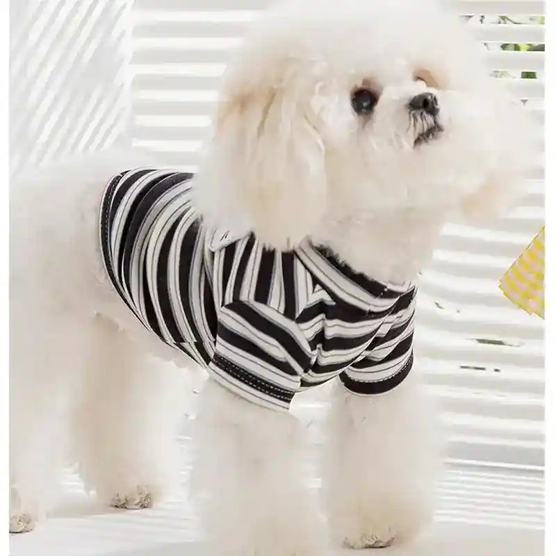 Camiseta para Perros y Gatos con Rayas Homewear Parche Oso Gato