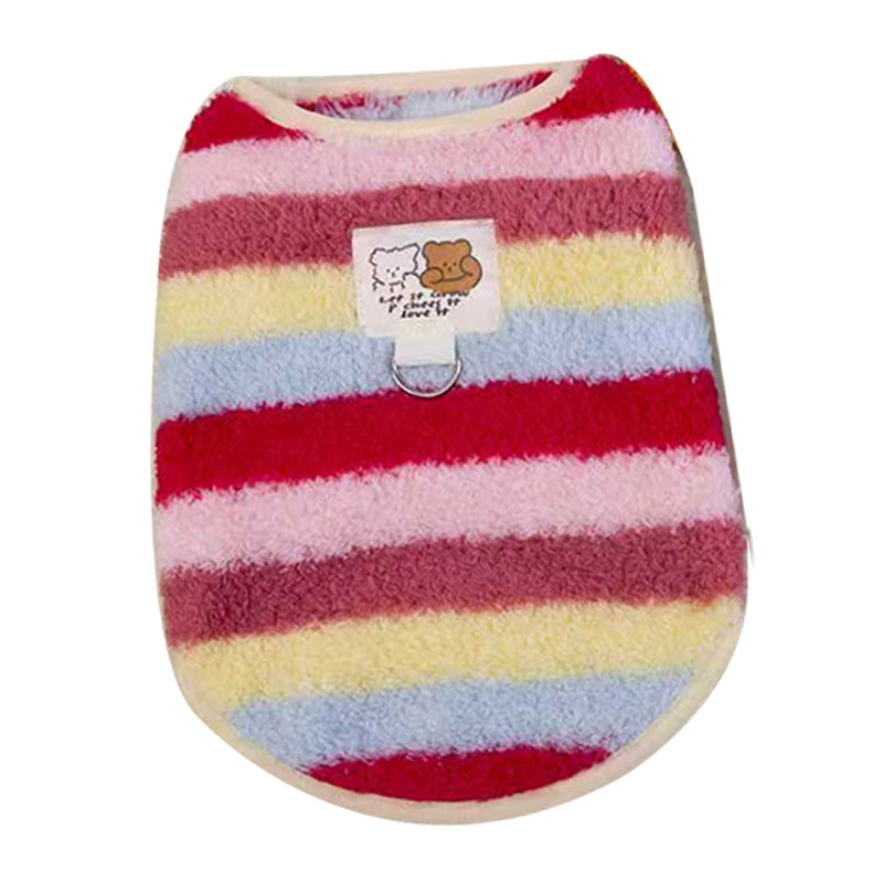 Cappotto LOVE per Cani a Righe con Orsetti - Smanicato