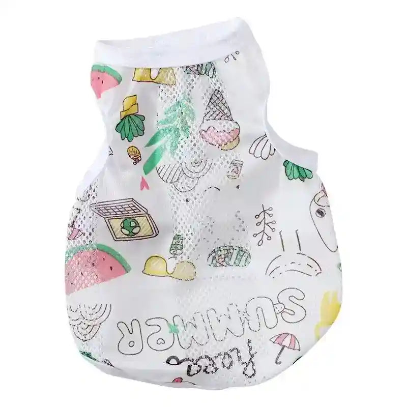 Maglia Smanicata per Cani con Disegni Animali - Bianca Traspirante by Dog Moda