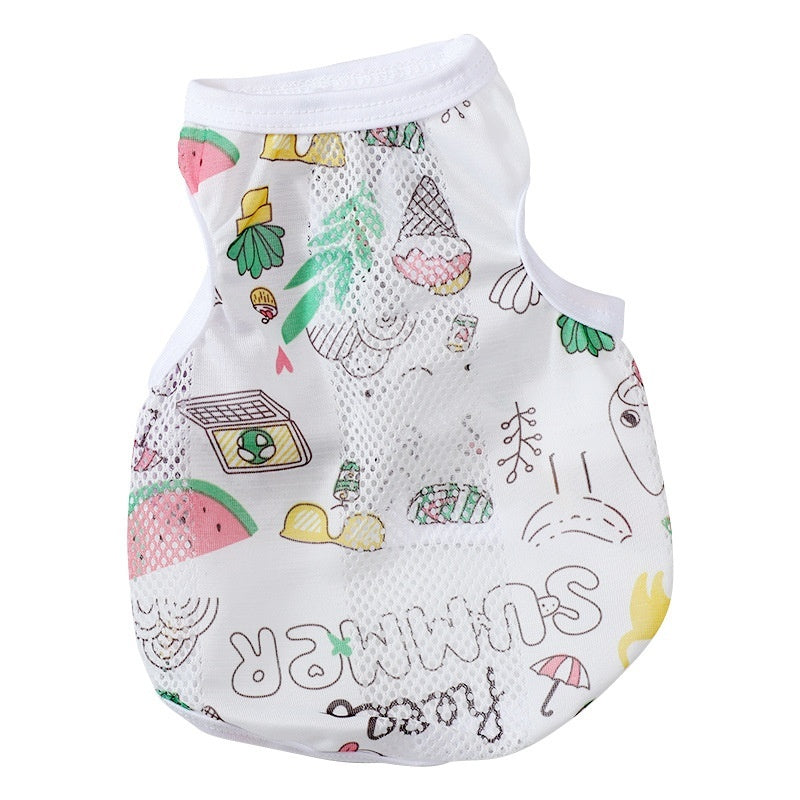 Maillot sans manches pour chiens avec motifs animaux - blanc respirant