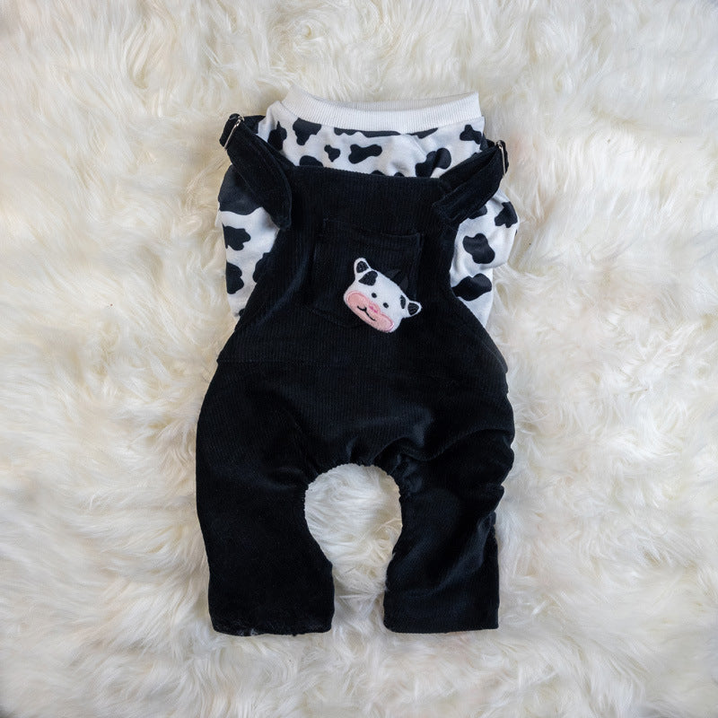 Dog Dress "Dungarees" Model - Velvet and Fleece Jersey Overalls
