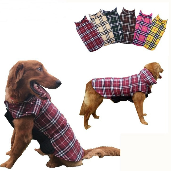 Cappotto per Cani Smanicato per Labrador Golden Retriver - Modello "Tartan" - Dog Moda