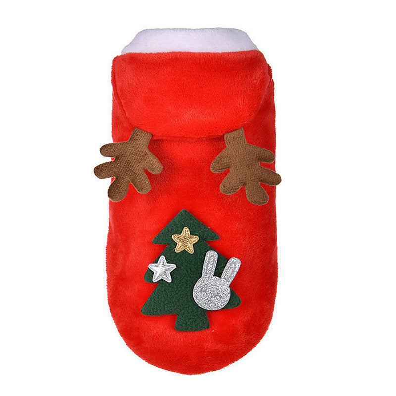 Cappottino di Natale per Barboncino con Cappuccio e Corna di Renna
