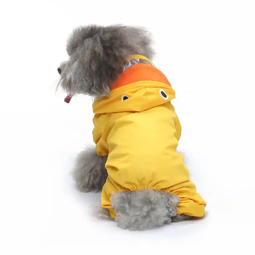 胴輪とフード付き犬用レインコート