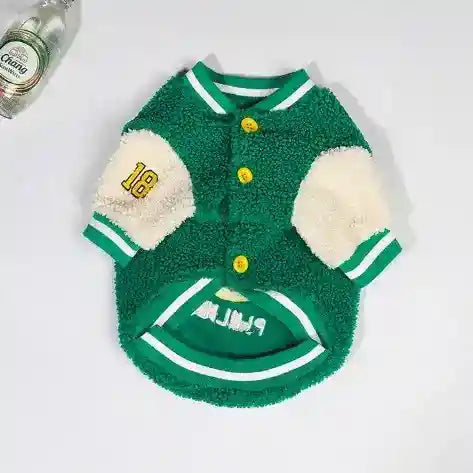Abrigo de béisbol Bulldog - Forro polar verde cálido invierno