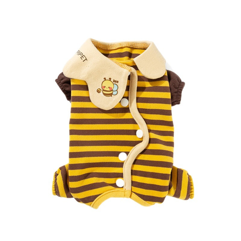 Tutina per Cani HIPIPET con Ape - Pigiama a Righe Elastico