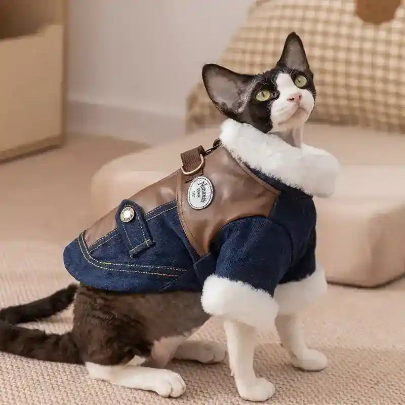 Cappotto Vault Jeans Ecopelle per Cani - Imbottito Zip by Dog Moda