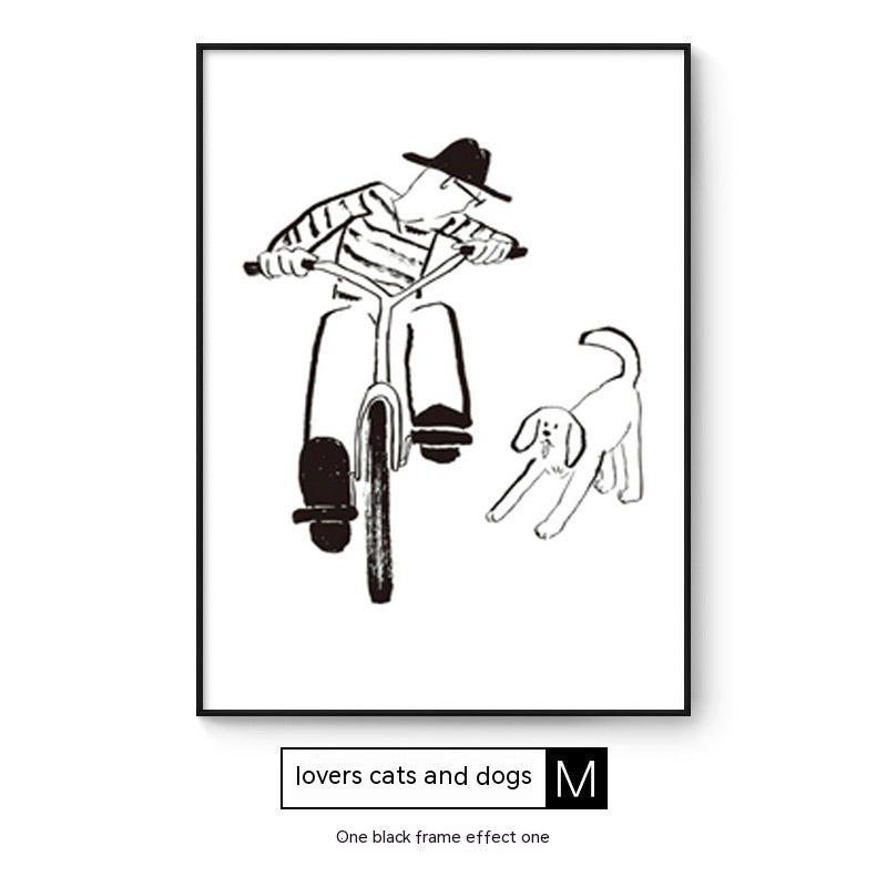 Quadro Astratto Persone con Cane - Stampa Decorativa Moderna