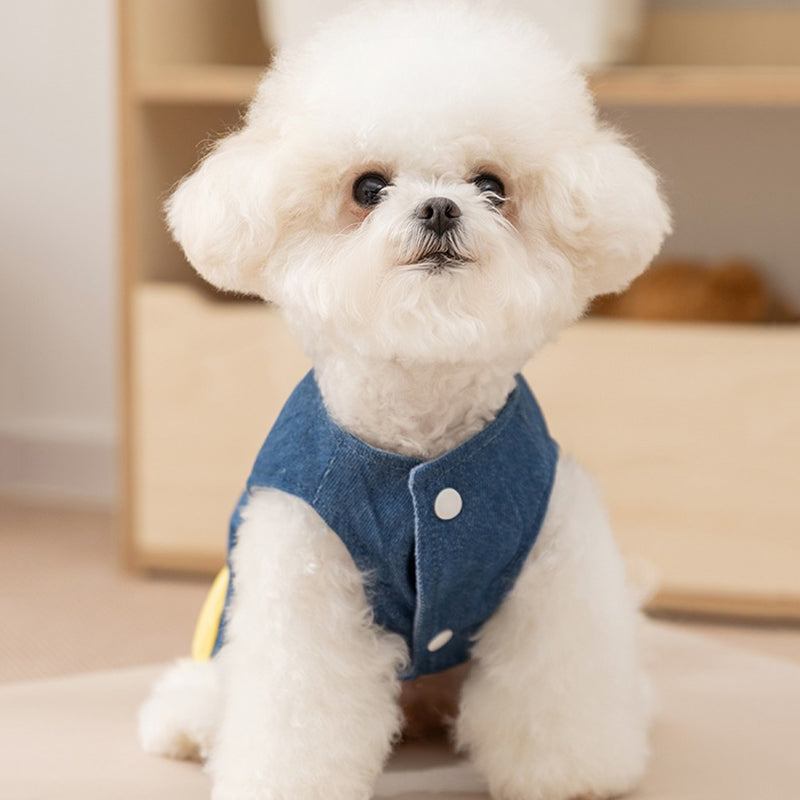 Cappotto Jeans Giraffa per Cani - Smanicato Foderato Pile