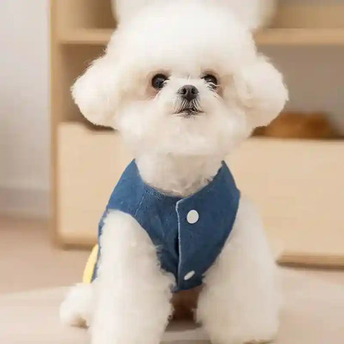 Cappotto Jeans Giraffa per Cani - Smanicato Foderato Pile by Dog Moda