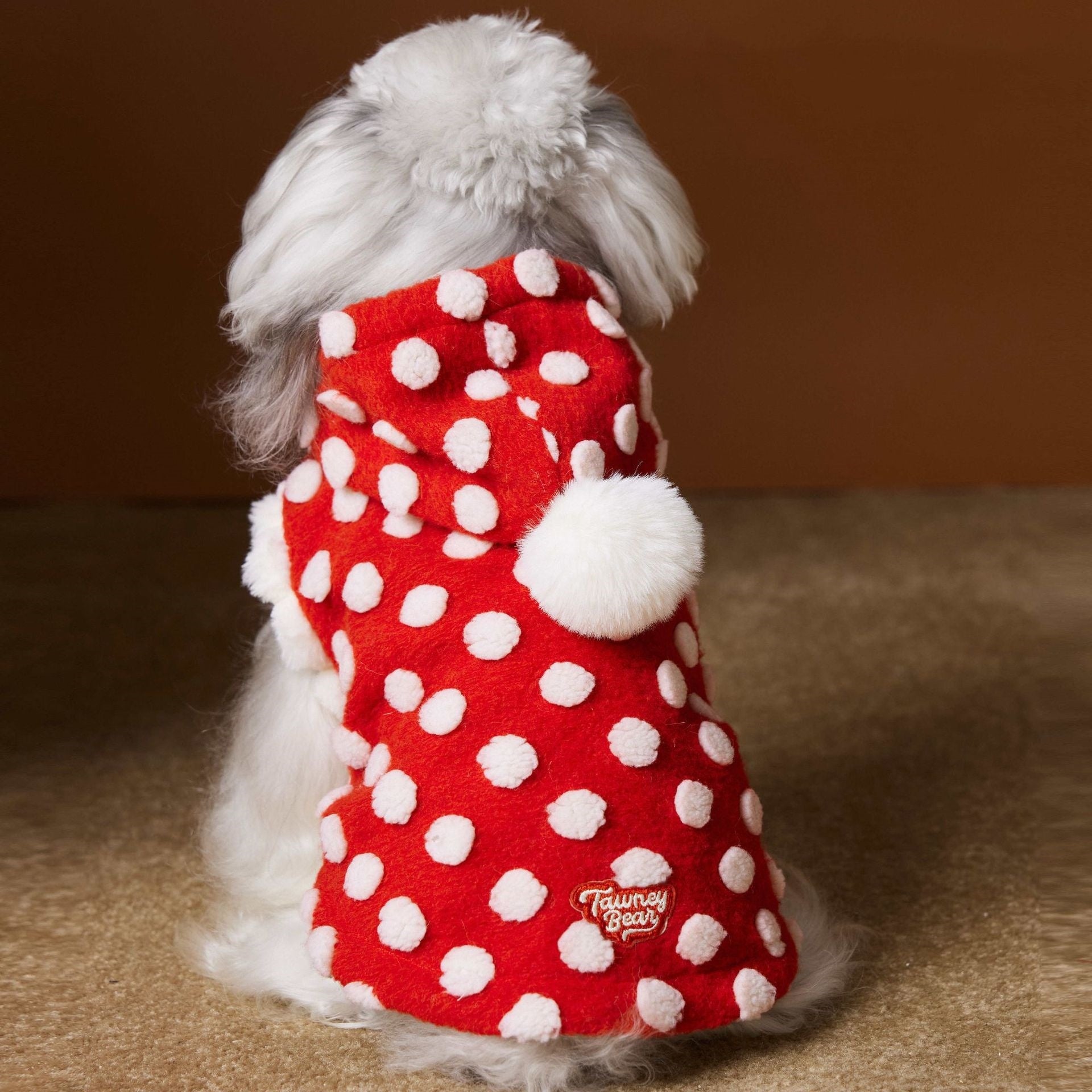 Red Polka Dot Dog Coat "Towney Bear" | DogModa
