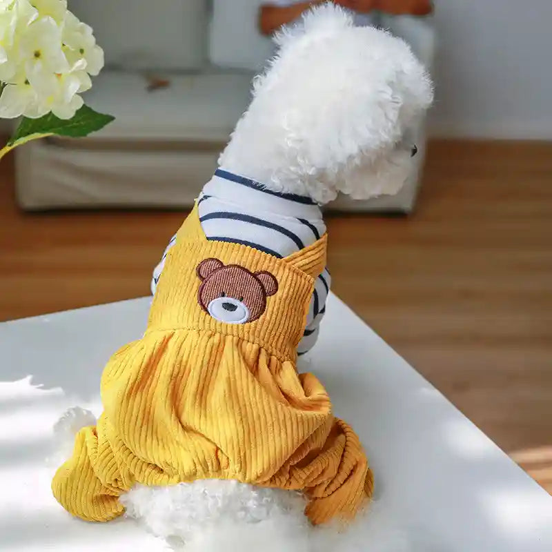 犬用ストライプニット付きオルセットサロペット