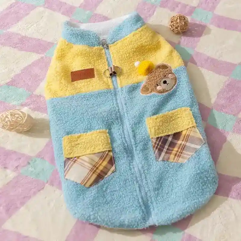 Cappotto Trapuntato Pile Cani con Orsetto Ricamato 3D by Dog Moda