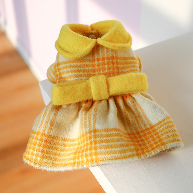 Vestito per Cani "Montpellier" Giallo con Fiocco e Gonnellina Elegante