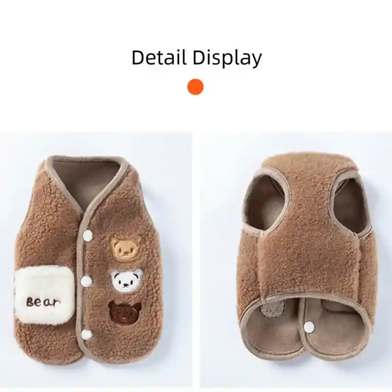 Chaleco para Perros con Bordado de Osito - Caliente y Acolchado