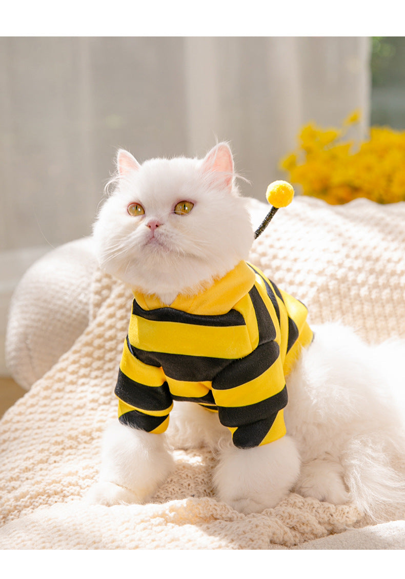 Sudadera para Perro y Gato con Capucha Abeja Rayas Amarillas y Negras