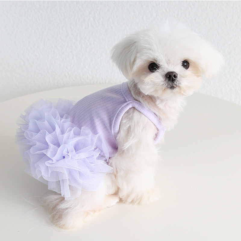 Vestitino per cani femmina con canottierina e gonnellina in tulle - Dog Moda