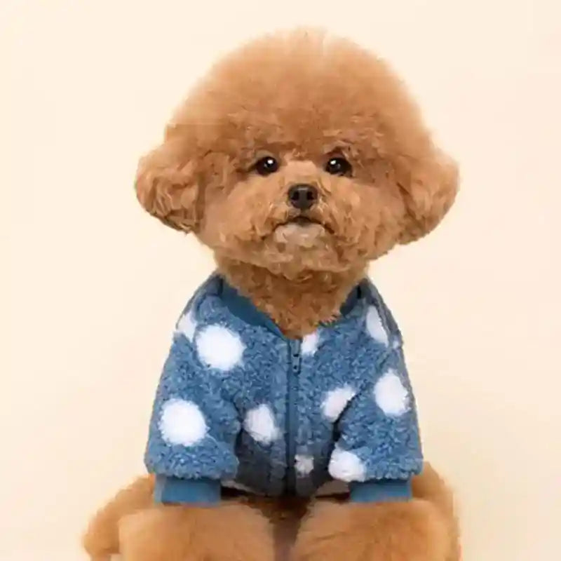 Cappotto in Pile per Cani "Pomerania" Fantasia Pois con Zip Addome by Dog Moda