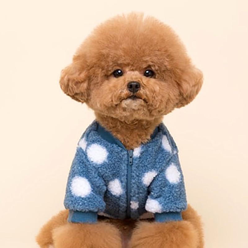Fleece Coat for Dogs "Pomeranian" Polka Dot Pattern with Abdomen Zip