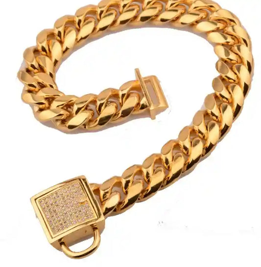 Collare Cani Acciaio Inossidabile Oro - Catena Premium by Dog Moda
