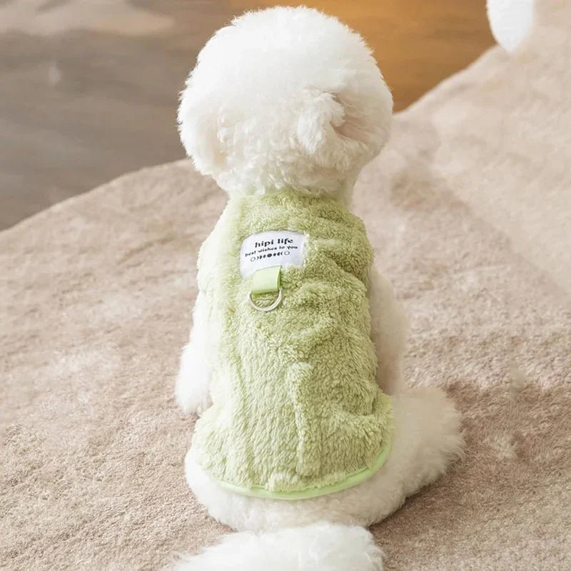 Exquisite Sleeveless Dog Sweater - Warm Fleece Ring Harness
