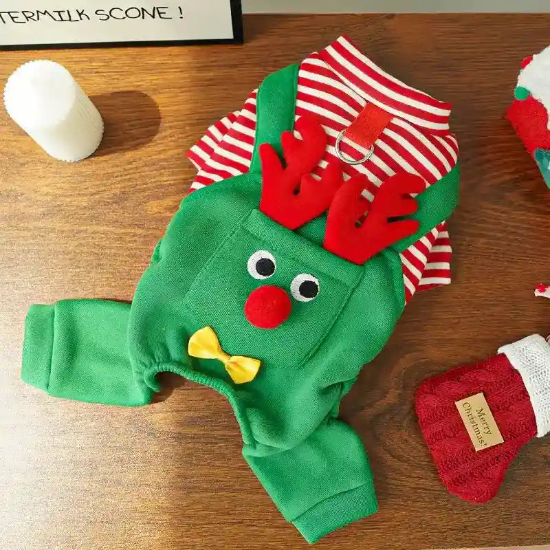 Maglia Natale Cani Salopette Elfo Renna - 2 e 4 Zampe by null