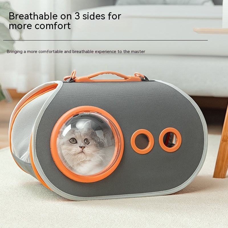 Trasportino per cani e gatti con oblò traspirante in Oxford
