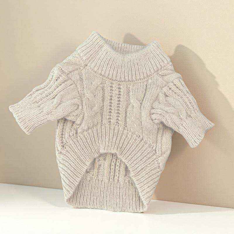 犬猫用ケーブル編みセーター - 暖かくて柔らかい冬用