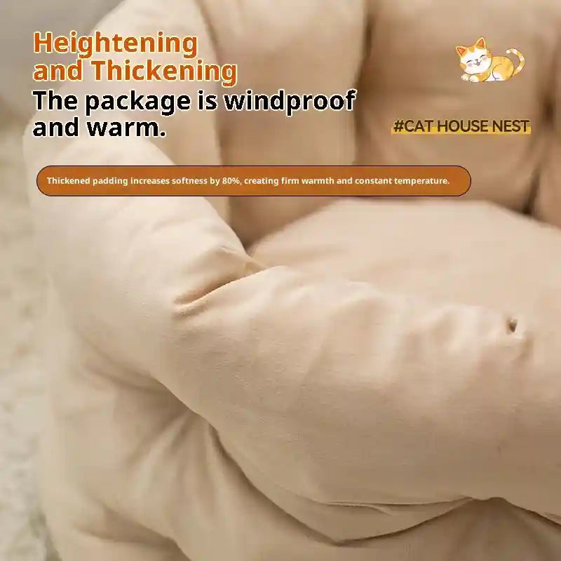 PAWSZEN 猫用バスケット - 高い縁と取り外し可能なクッション付き