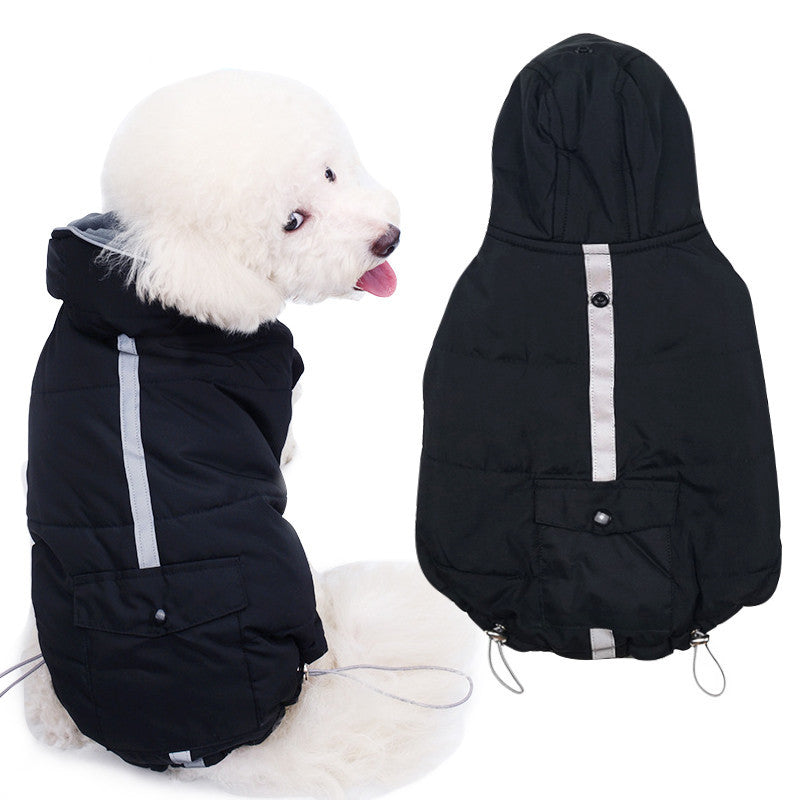 Padded fleece raincoat with hood and reflective inserts, "San Jose" model