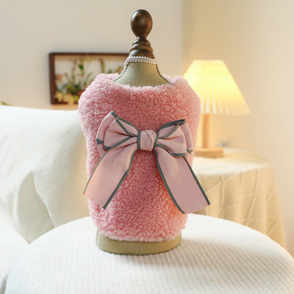 Cappotto per Cani con Fiocco - Pile Agnello Morbido