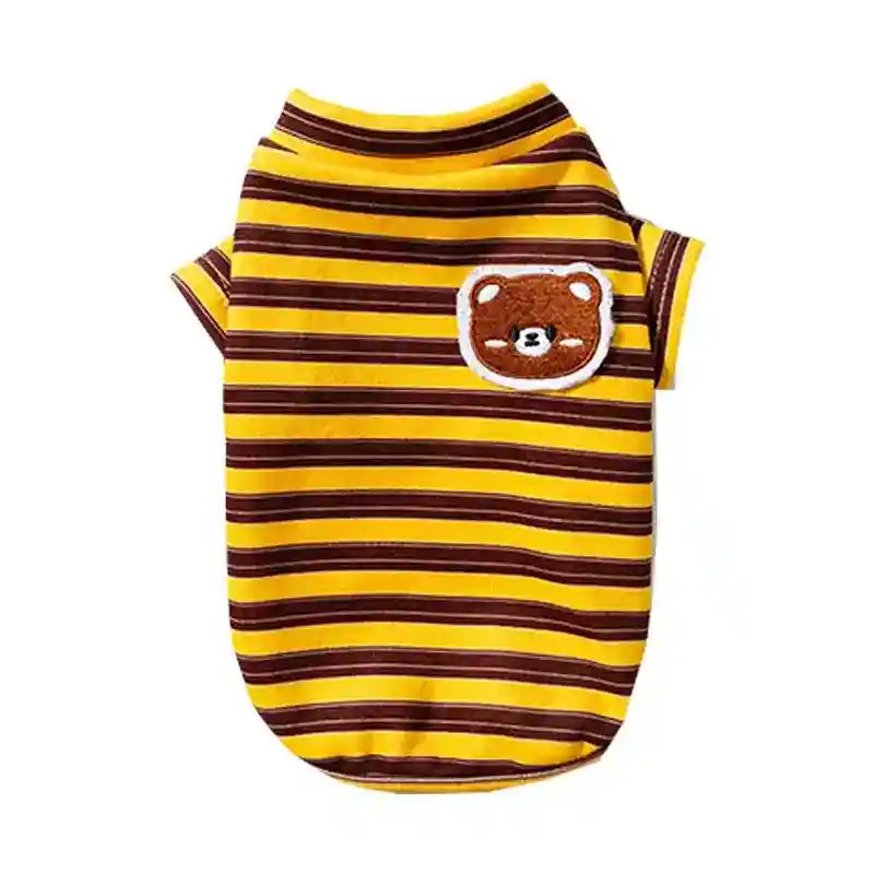 Camiseta para Perros y Gatos con Rayas Homewear Parche Oso Gato