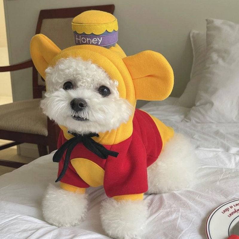 Felpa Cane Winnie Pooh Cappuccio Orecchie - Barattolo Miele by Dog Moda