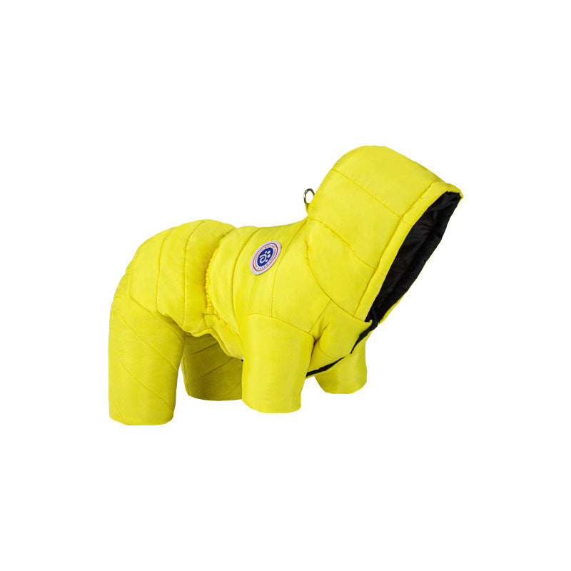 "Chamonix" Dog Down Jacket with Hood and Harness Ring - Full Protection 