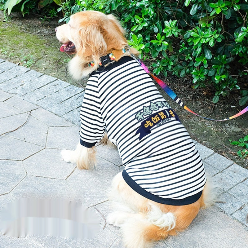 Large Dog Sweatshirt Striped with Colorful Print – Style and Comfort