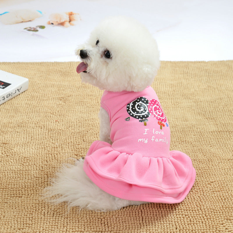 Vestito Cavapoo con Gonna - Stampa Lollipop e Cuori