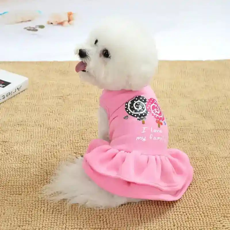 Vestito Cavapoo con Gonna - Stampa Lollipop e Cuori by null