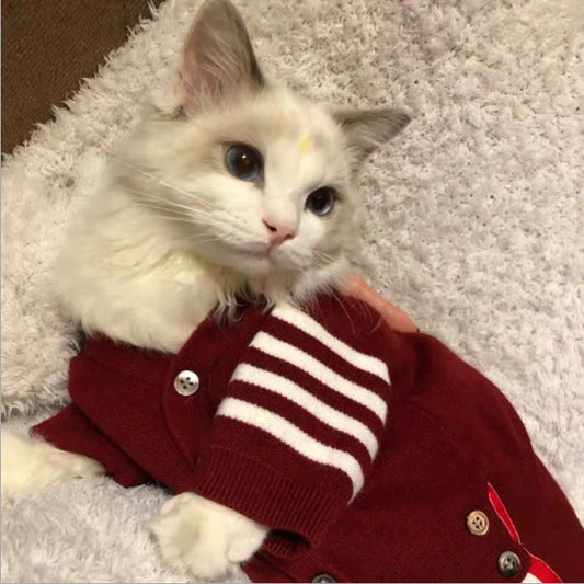 Maglione Gatto Elegante Elasticizzato con Righe Bianche by Dog Moda