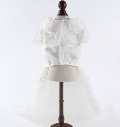 White Dog Formal Dress with Train "Tiana"